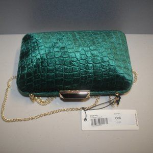 Olga Berg Annalise Croc Embossed Velvet Clutch NEW